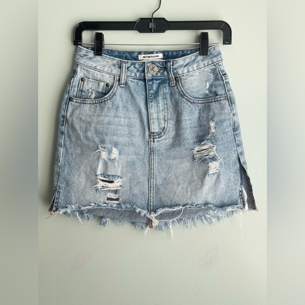 One Teaspoon Mini Blue Denim Skirt
